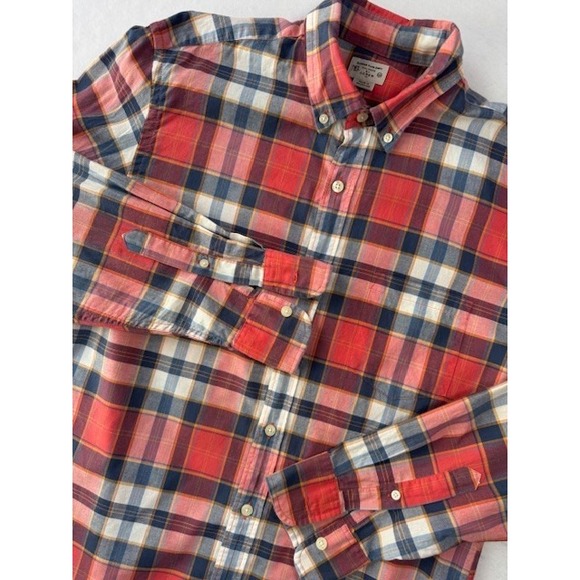 J.Crew Other - J Crew Summer Plaid Shirt Mens MED Madras‎ Plaid Cotton Button Down Long Sleeve